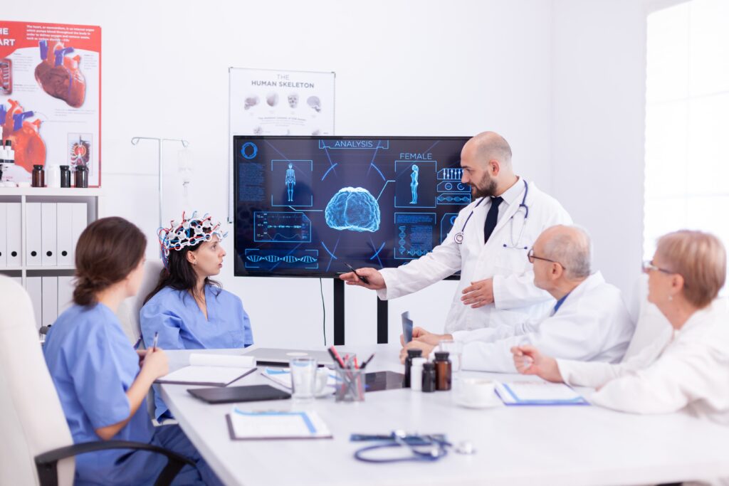 healthcare professionals using digital technology for patient care